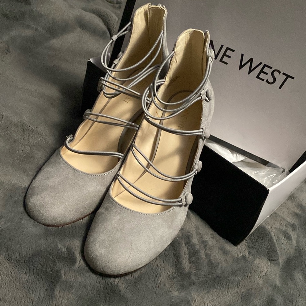 Nine West block heel suede shoes sz8